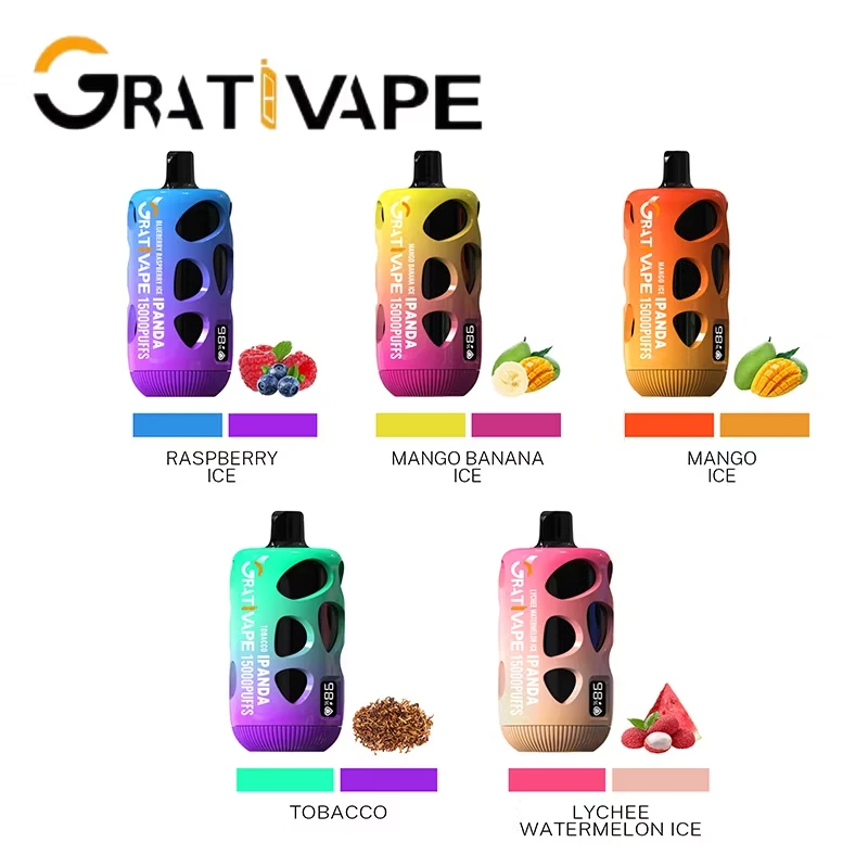 Grativape iPanda 15000 Puffs Digital Screen-ALL 5 Flavors🍊 Rechargeable Disposable Vapes Pen Wholesale